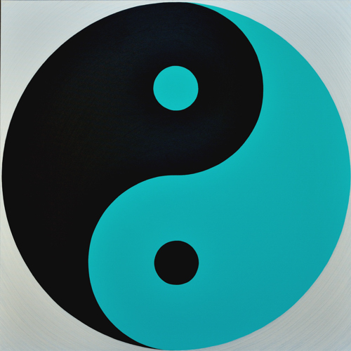 Wenlan Hu Frost -
      Black and Aqua Yin Yang on Silver No.1