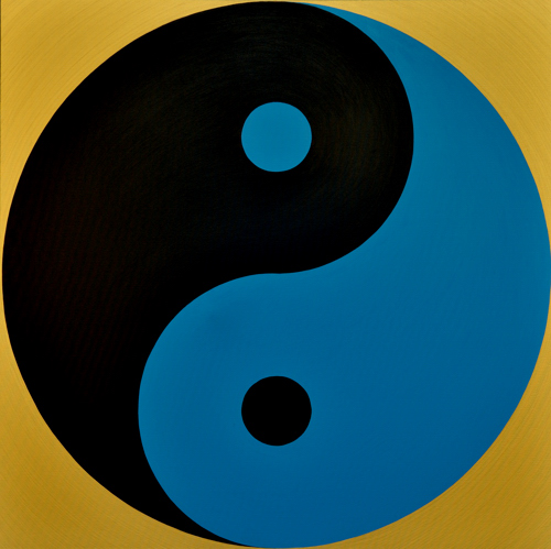 Wenlan Hu Frost - Black and
Blue Yin Yang on Gold No.1 Wenlan Hu Frost - Black
and Blue Yin Yang on Gold No.1