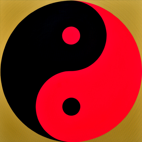 Wenlan Hu Frost - Black
      and Pink Yin Yang on Gold No.1