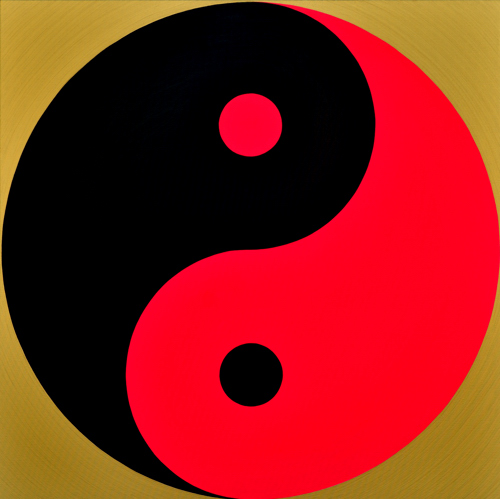 Wenlan Hu Frost - Black and
Pink Yin Yang on Gold No.1 Wenlan Hu Frost - Black
and Pink Yin Yang on Gold No.1