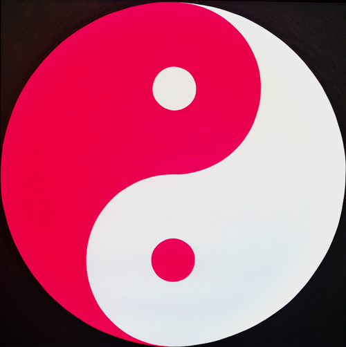 Wenlan Hu Frost - Pink
      and White Yin Yang on Black No.1