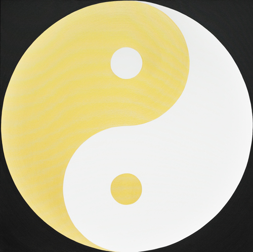 Wenlan Hu Frost - Gold
      and White Yin Yang on Black No.1