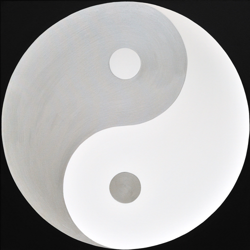 Wenlan Hu Frost -
      Silver and White Yin Yang on Black No.1