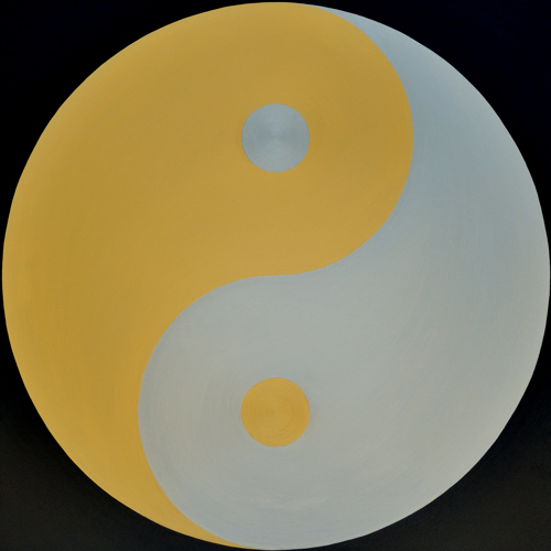 Wenlan Hu Frost -
      Gold and Silver Yin Yang on Black No.1