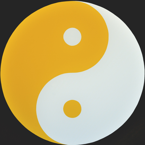 Wenlan Hu Frost -
      Yellow and White Yin Yang on Black No.1