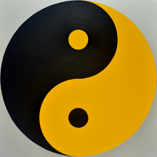 Wenlan Hu Frost -
      Black and Yellow Yin Yang on Silver No.1